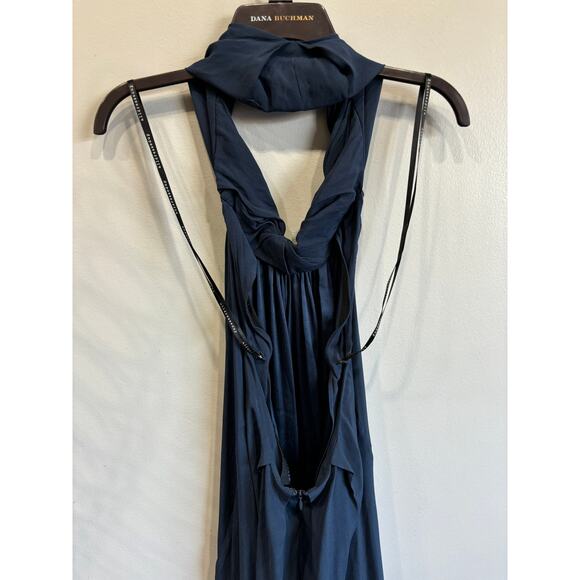 All Dressed Up Brand Silk Halter Dress Womens Size Small Blue Flowy Coastal Boho - Picture 5 of 6